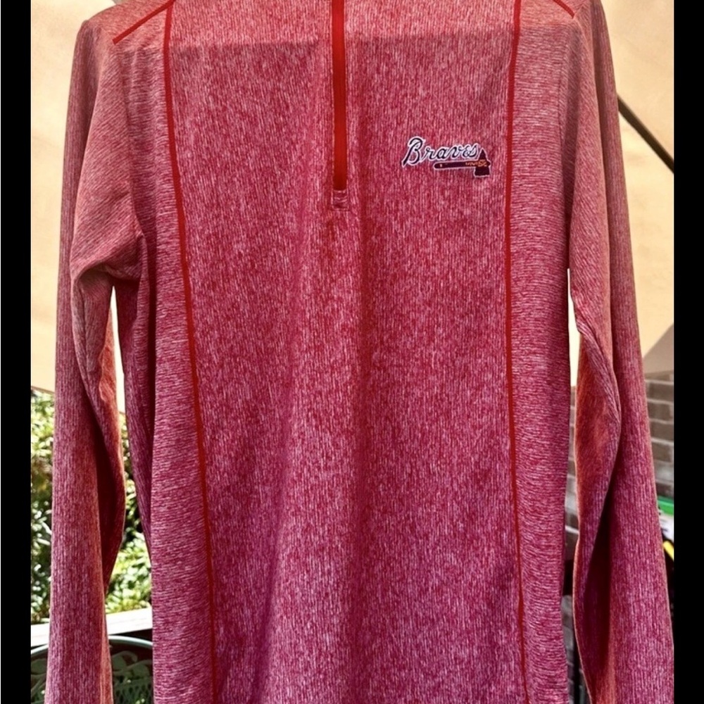 ⚾️ Men’s Medium Red Atlanta Braves Long Sleeve Zipper Shirt Pullover